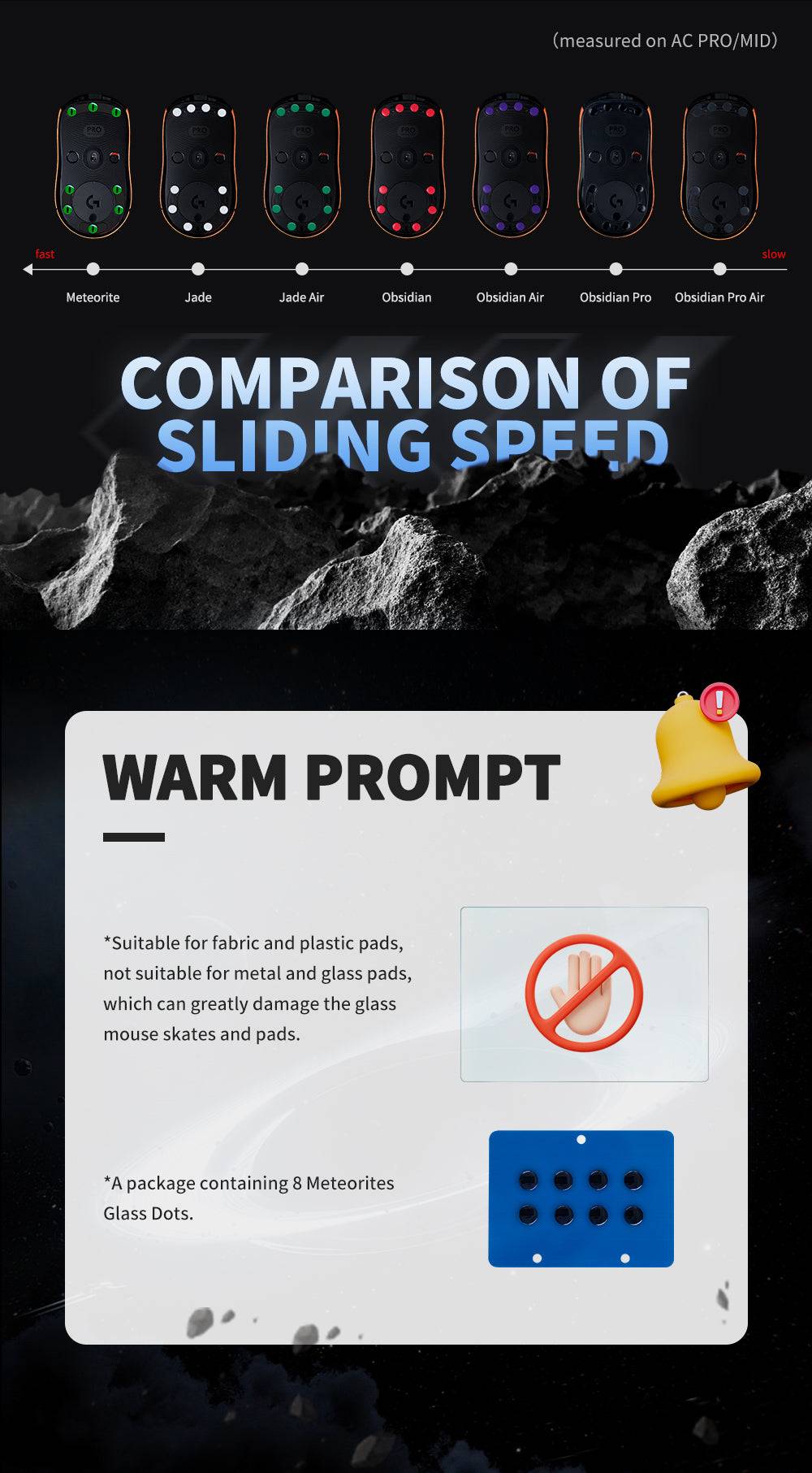 X-Raypad Meteorite Glass Mouse Skates - Universal Dots