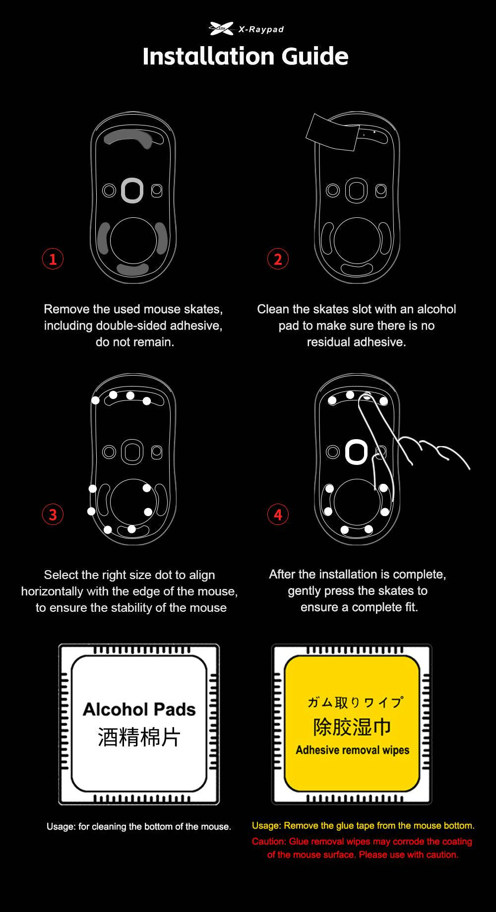 X-Raypad Meteorite Glass Mouse Skates - Universal Dots