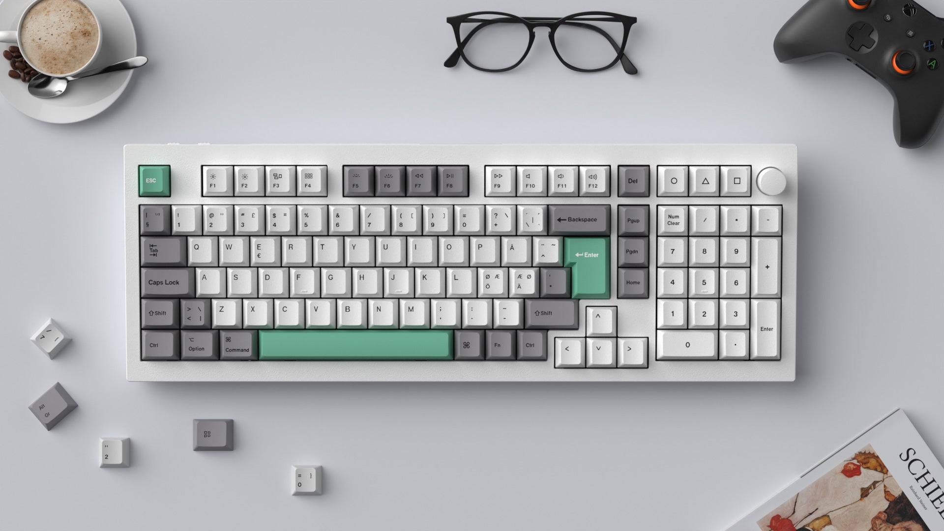 Keychron Grey White Mint (ISO - NOR) Keycap Set - InputGear DE
