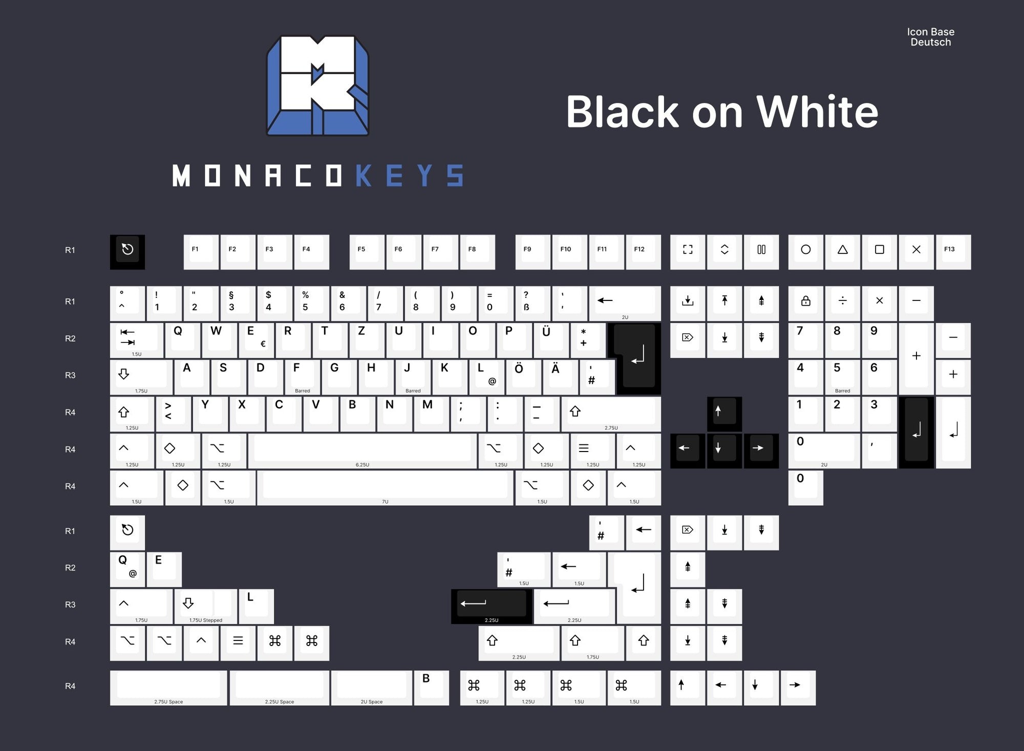 Monacokeys Black on White (AZERTY-FR) Keycap Set