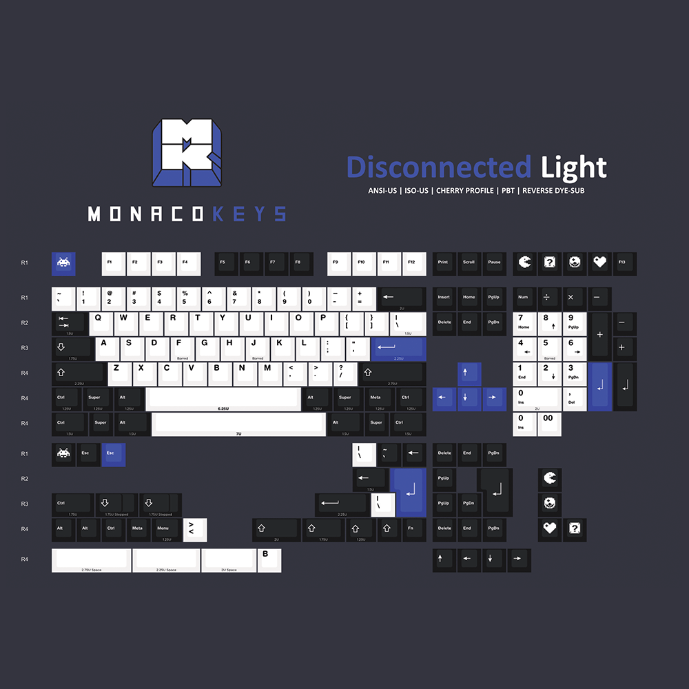 MonacoKeys Disconnected Light PBT (ANSI) Keycap Set - InputGear DE